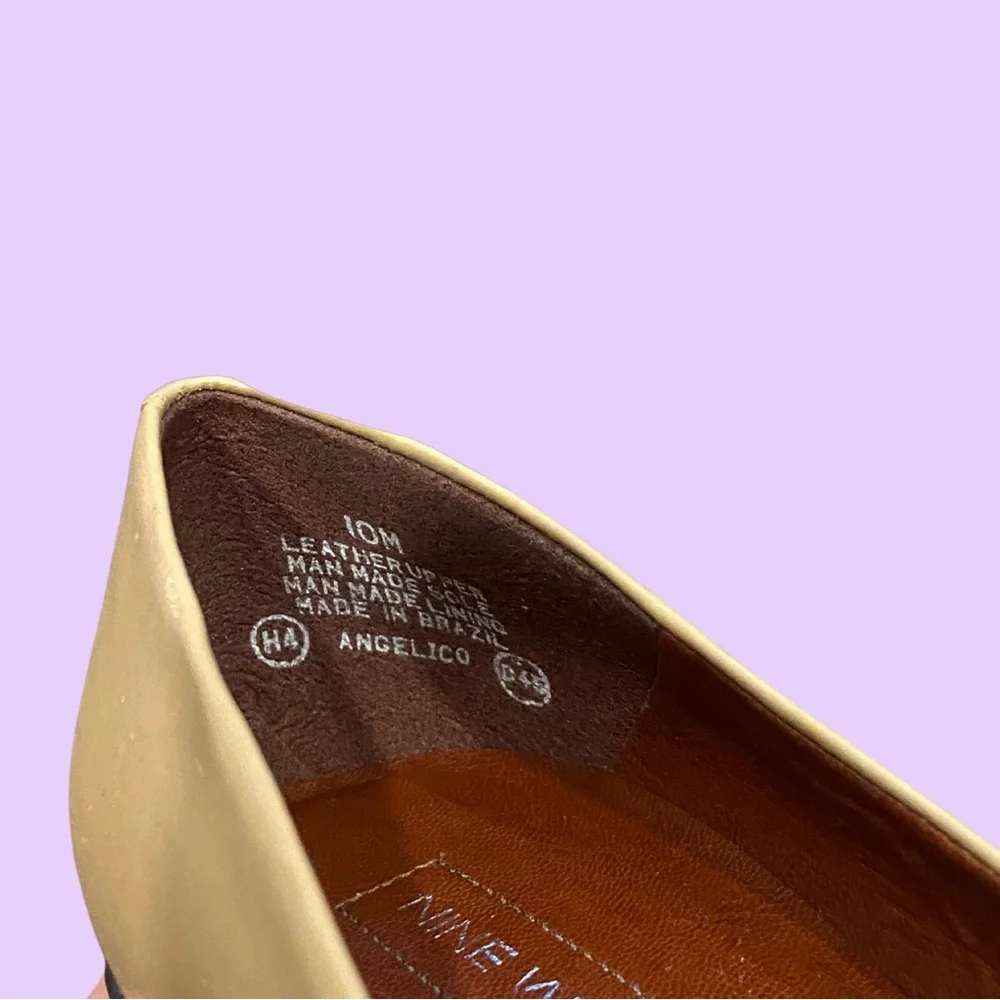 Nine West 90s Style Tan / Camel Color Square Toe Block High Heel Pump 🔥 - Picture 4 of 5